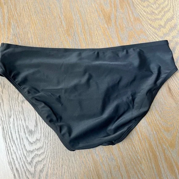🌊Ocean Blues Womens Black Strappy Side Cutout Bikini Bottom Swimwear Size Large - Picture 2 of 3